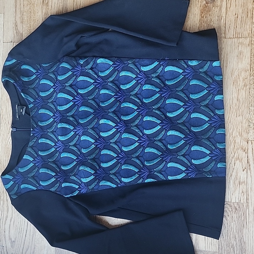 Club Monaco Peacock Embroidered Office Night Out Luxury Modest